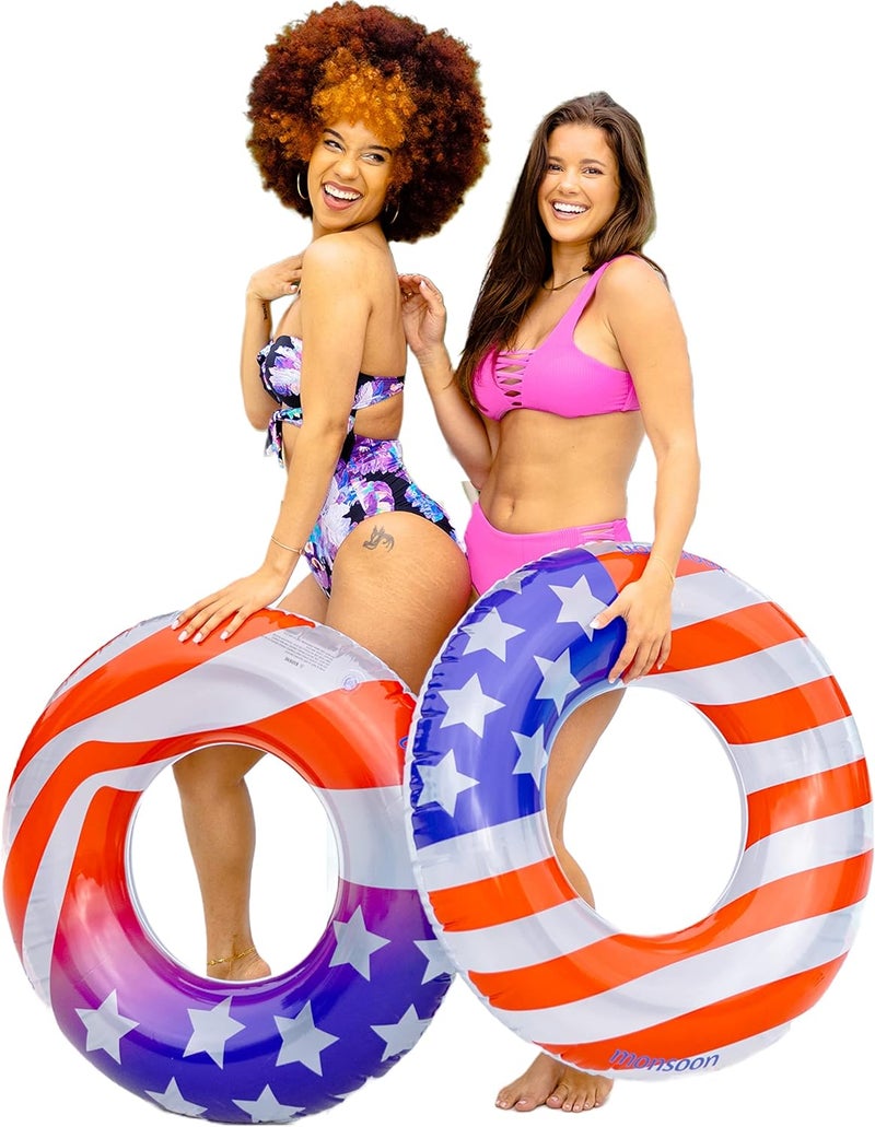 MONSOON [Citrus] 2-Pack Luxury Pool Floats Swimming Float Beach Tube Floaties Ring Tubes - Image 1